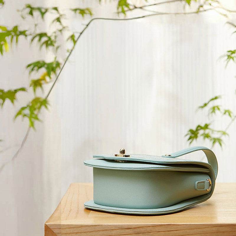 Brocade Jacquard Green Floral Designer Saddle Bag - SinoCultural