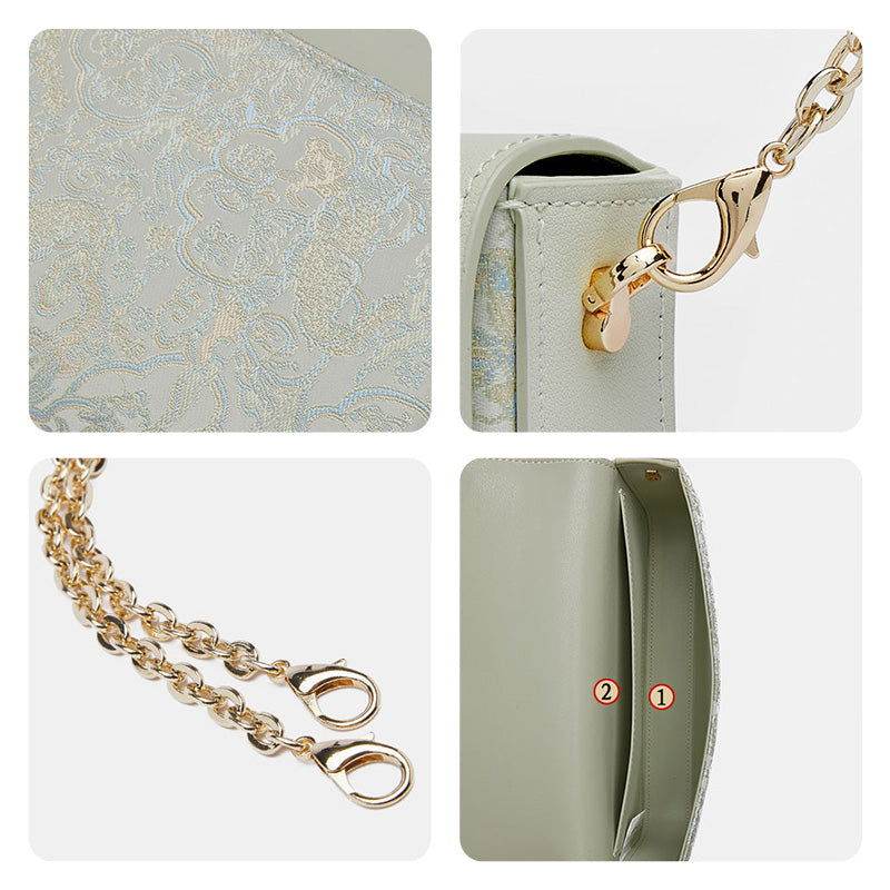 Brocade Jacquard Chic Elegant Lady Blue Evening Clutch Bag - SinoCultural -- P120646004LG-1 -