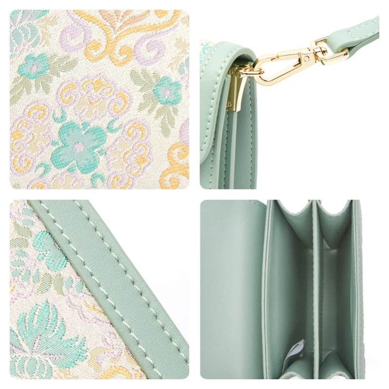 Brocade Jacquard Leather Bag Intricate Phone Chinese Wallet - SinoCultural -- JD240043-1 -