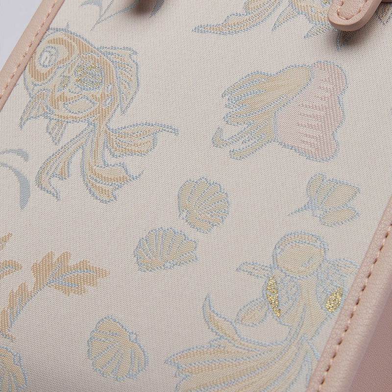 Brocade Jacquard Mulberry Silk Pink Women Floral Handbag - SinoCultural -- P12063904 -
