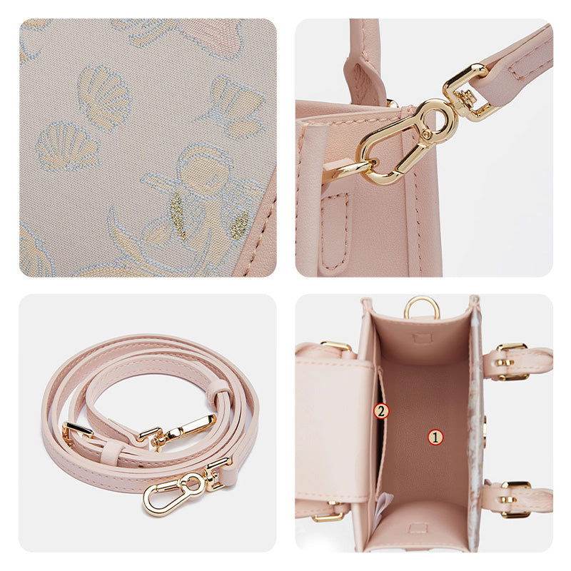 Brocade Jacquard Mulberry Silk Pink Women Floral Handbag - SinoCultural -- P12063904 -