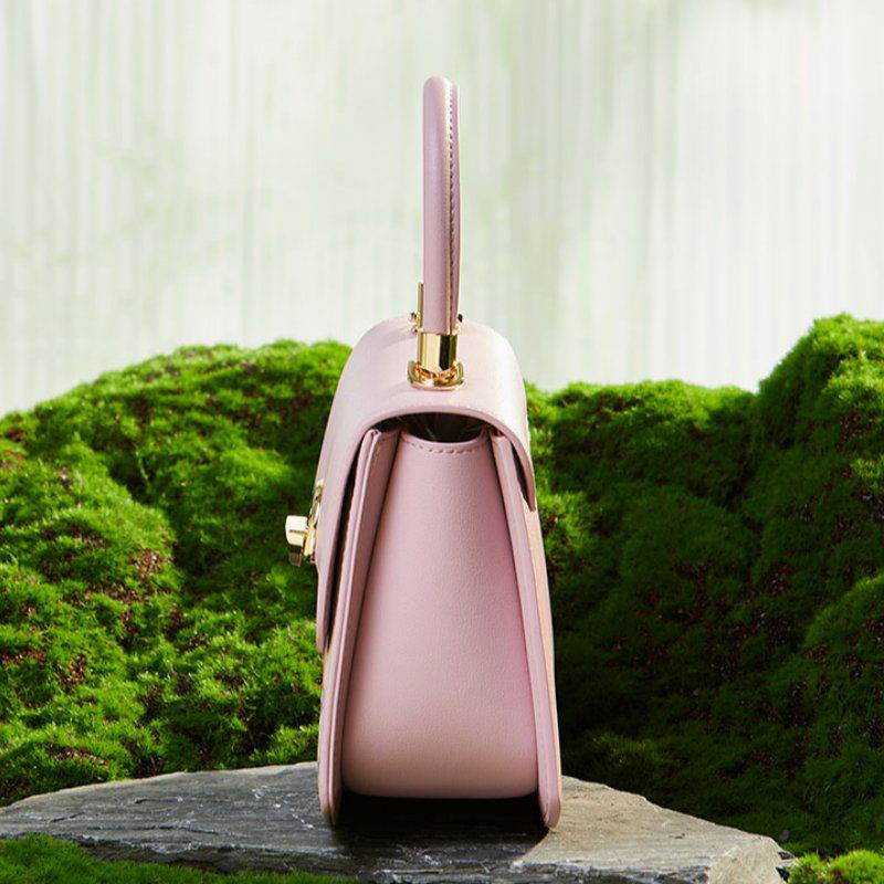 Brocade Mulberry Silk Bag Powder Pink Floral Designer Handbag - SinoCultural -- P12049004P-2 -