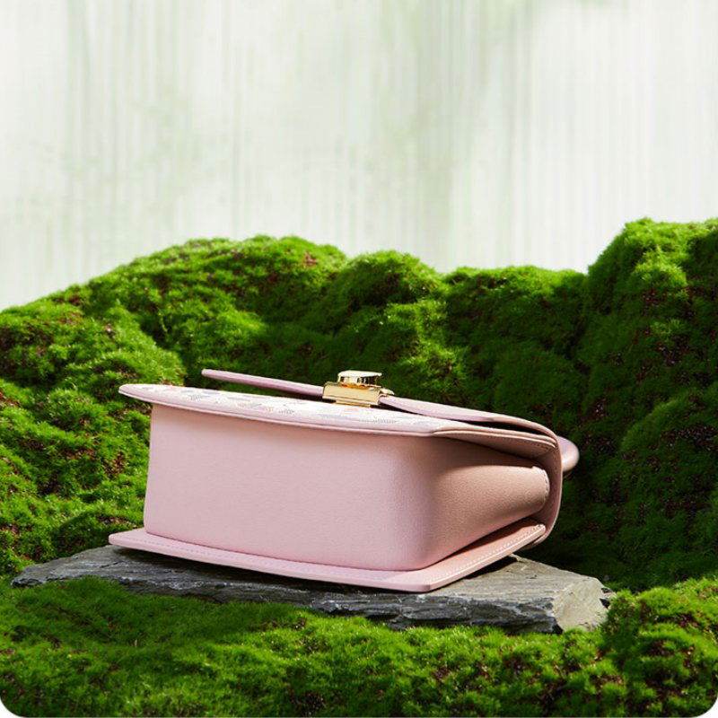 Brocade Mulberry Silk Bag Powder Pink Floral Designer Handbag - SinoCultural -- P12049004P-2 -