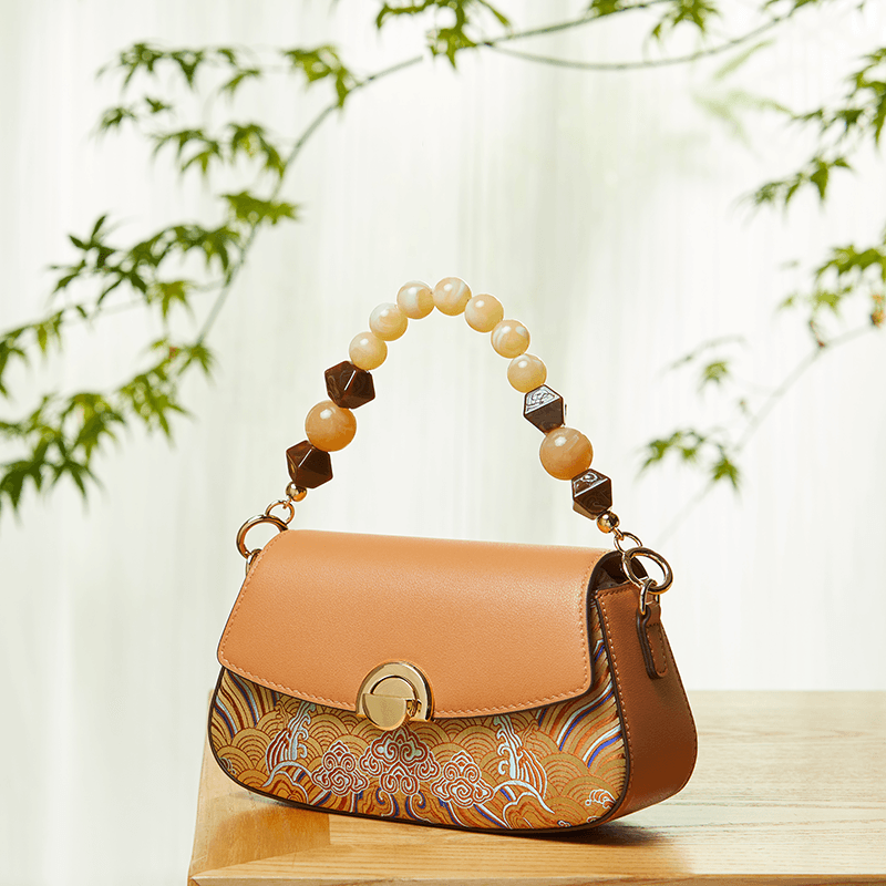 Brocade Mulberry Silk Brown Chain Mini Women Clutch Handbag - SinoCultural -- P22028104BN-1 -