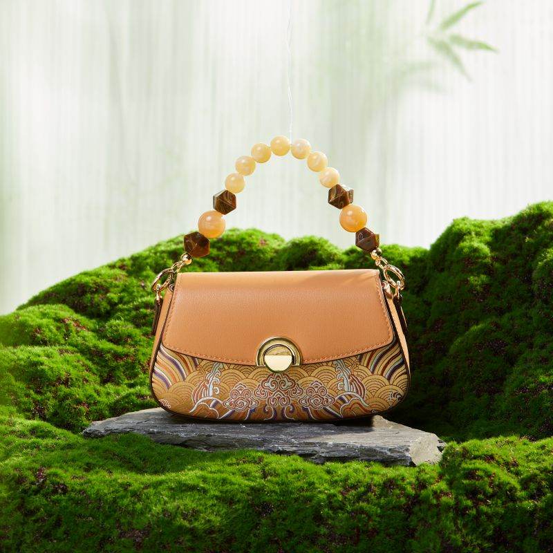 Brocade Mulberry Silk Brown Chain Mini Women Clutch Handbag - SinoCultural -- P22028104BN-1 -