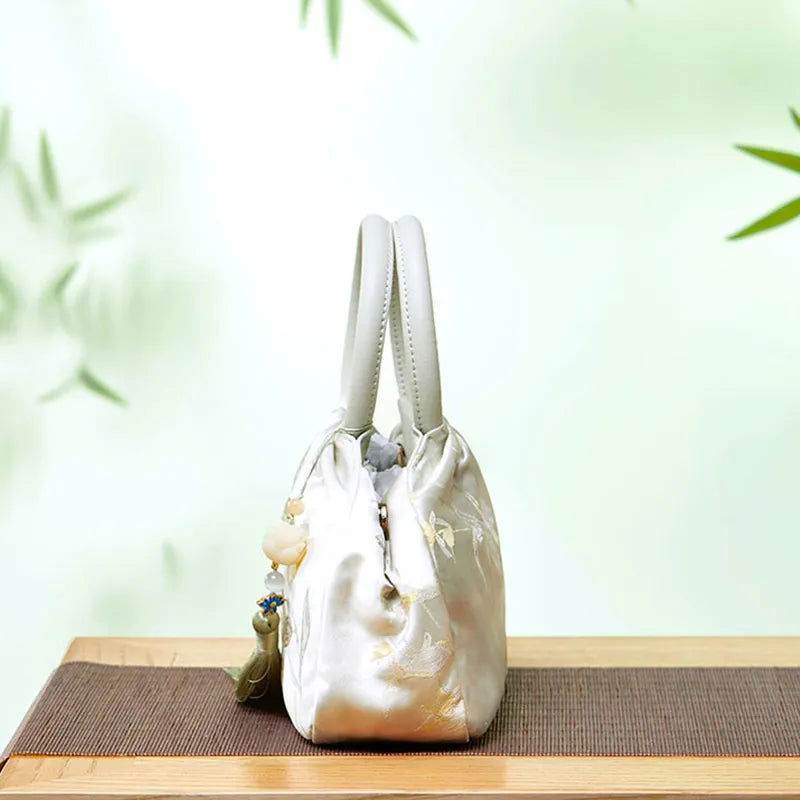 Brocade Chinese Style Bag Floral Green Handbag - SinoCultural -- P27061604-4 -