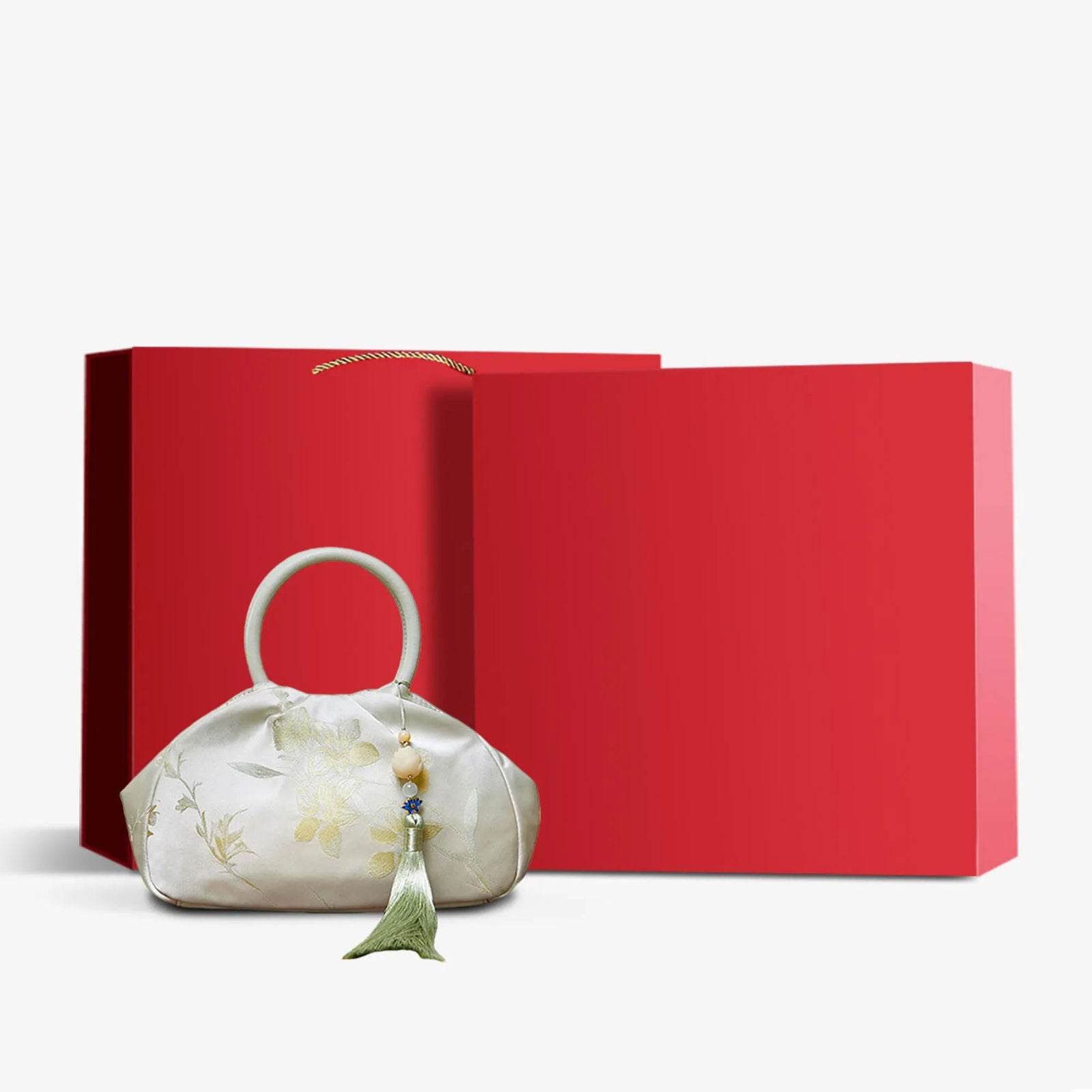 Brocade Chinese Style Bag Floral Green Handbag - SinoCultural -- P27061604-4 -