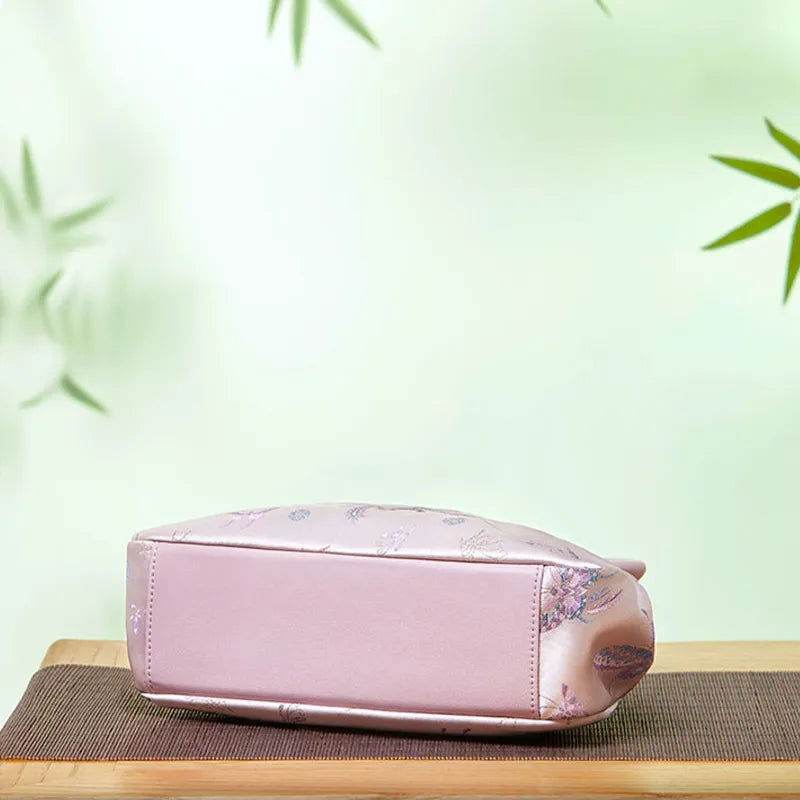 Brocade New Chinese Style Bag Pink Butterfly Handbag - SinoCultural -- P27061604-5