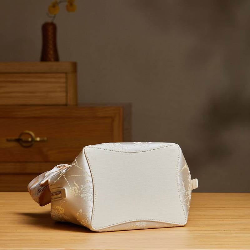 Brocade Silk Cute Bucket Bag Fenghuang Pattern Handbag - SinoCultural -- P17020204-5 -