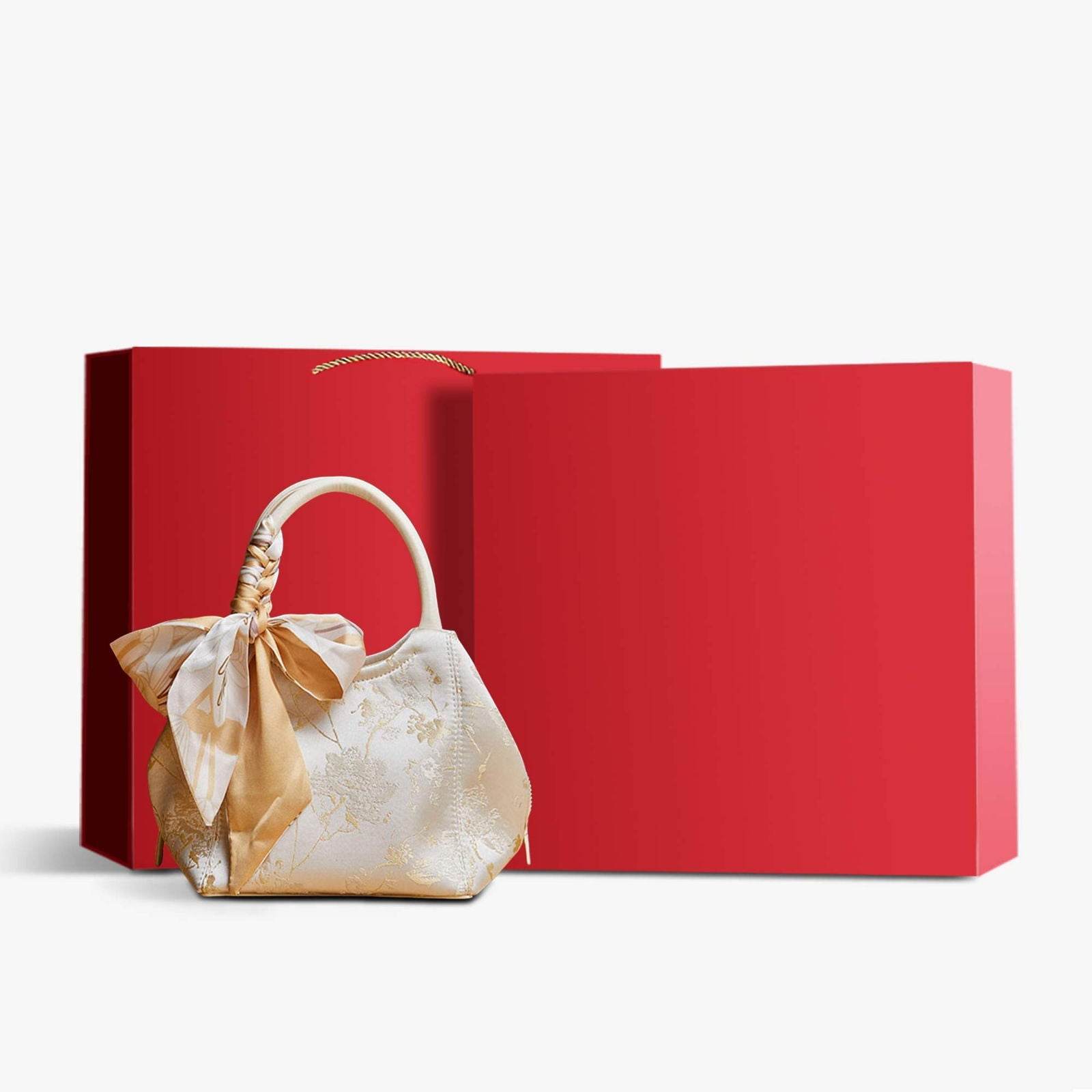 Brocade Silk Cute Bucket Bag Fenghuang Pattern Handbag - SinoCultural -- P17020204-5 -