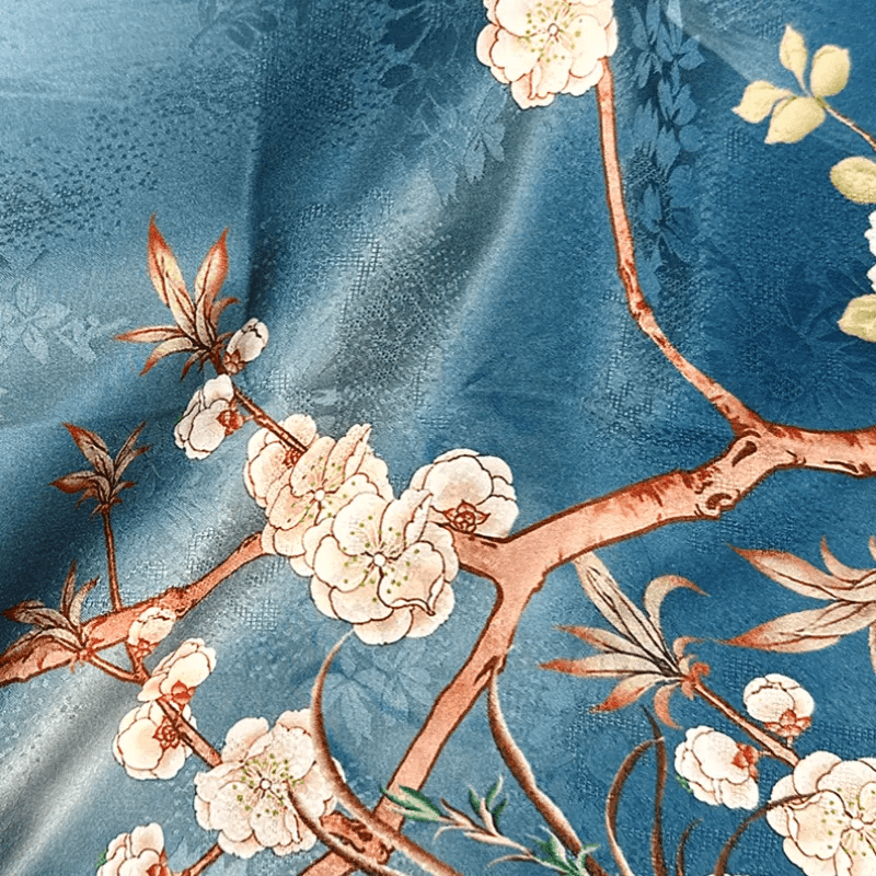 Mulberry Silk 14 Momme Square Scarf Plum Blossom 108x108 cm - SinoCultural -- CXFJ002