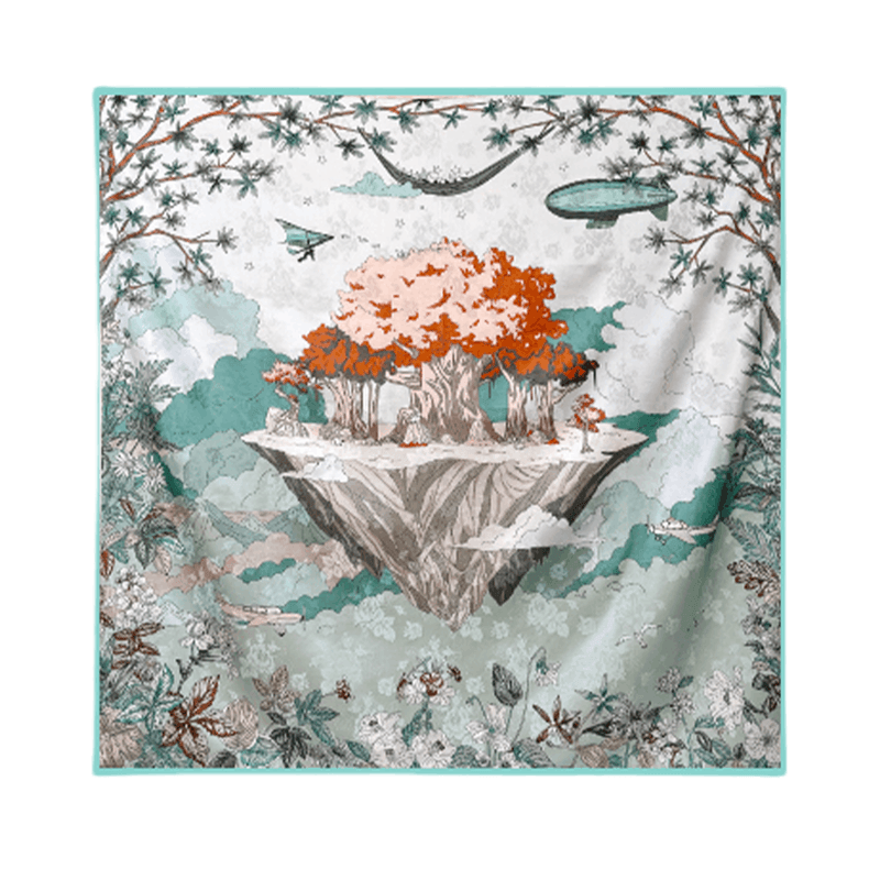 Mulberry Silk 14 Momme Square Scarf Mint Forest 108x108 cm - SinoCultural -- CXFJ003