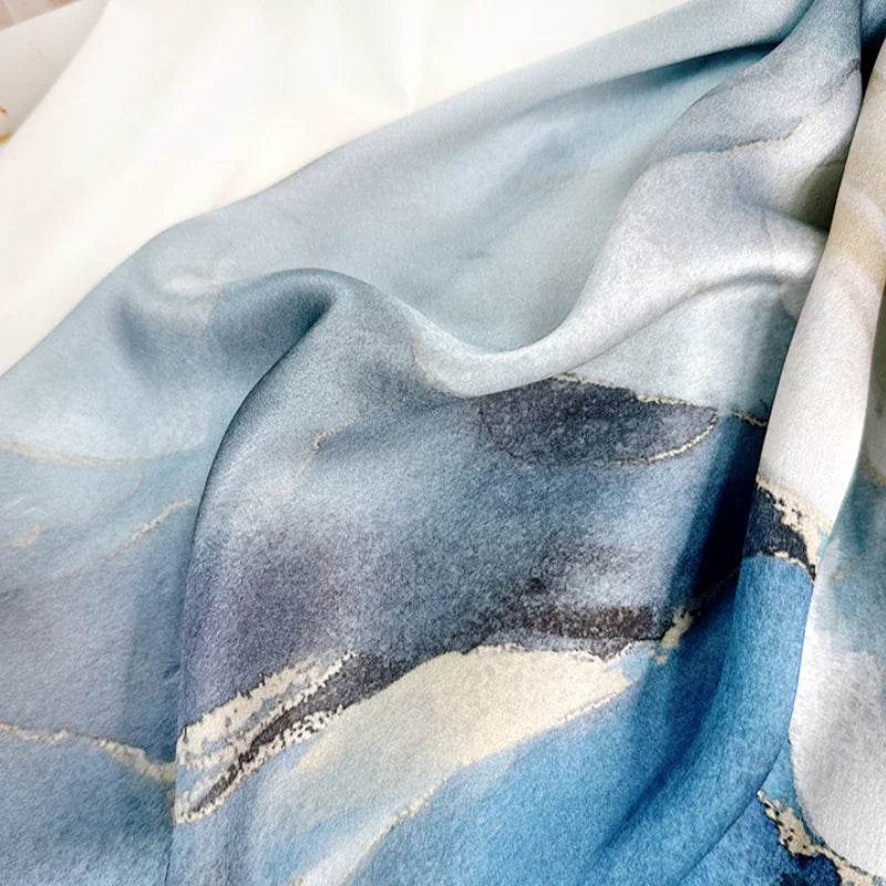 Mulberry Silk 14 Momme Silk Scarf Blue Orchid 175x53 cm - SinoCultural -- CXFJ007 -