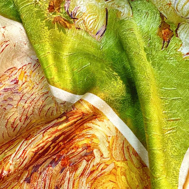 Mulberry Silk 14 Momme Square Scarf Spring Canvas 108x108 cm - SinoCultural -- CXFJ013