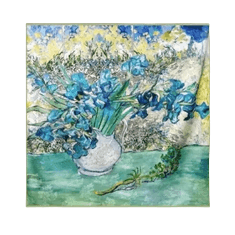 Mulberry Silk 14 Momme Square Scarf Iris Floral 108x108 cm - SinoCultural -- CXFJ016