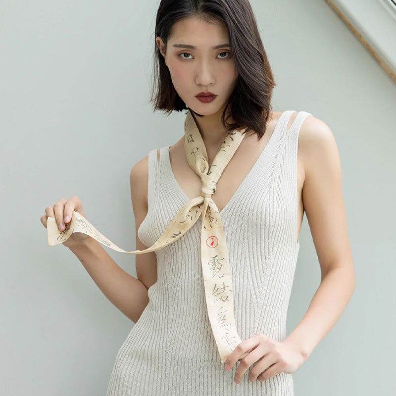 Mulberry Silk 16 Momme Narrow Scarf for Elegant Accessories 140x5cm - SinoCultural -- LS009