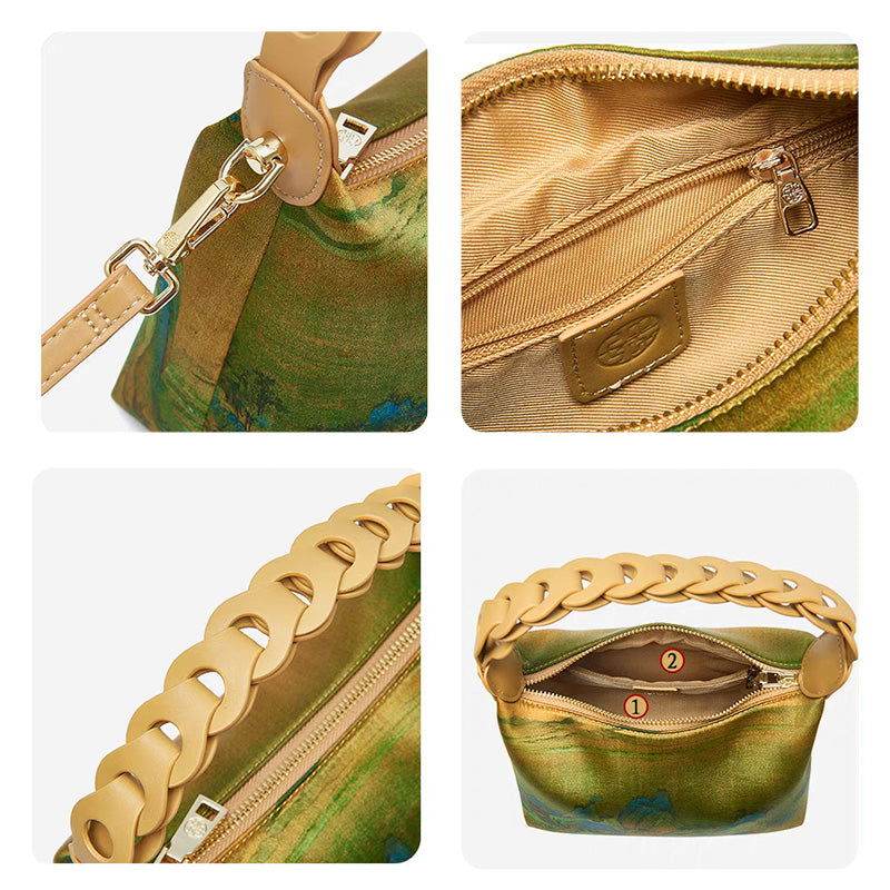 Chinese Painting Xiangyunsha Silk Shoulder Bag Designer Handbag - SinoCultural -- P170083 -