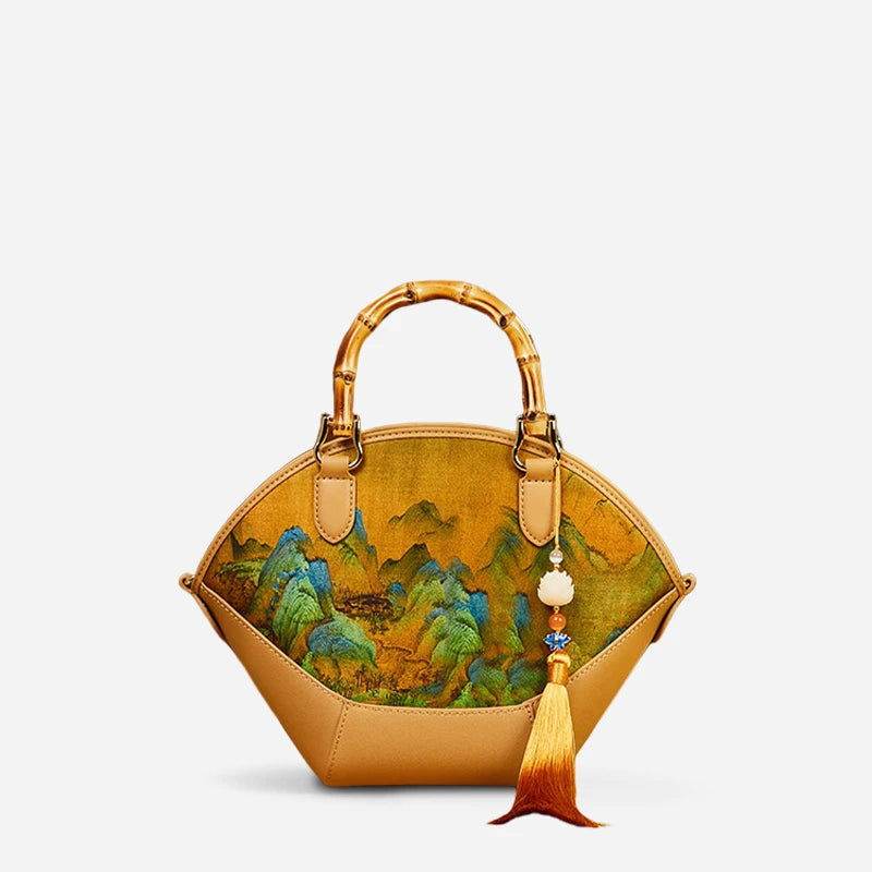 Chinese Painting Xiangyunsha Silk Tote Bag Designer Handbag - SinoCultural -- P17062305-2 -