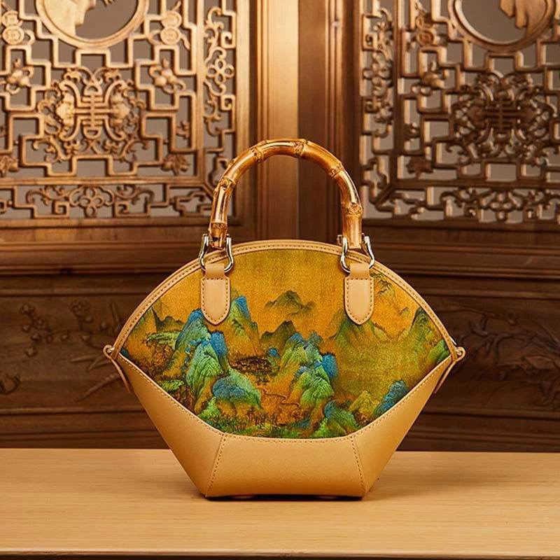 Chinese Painting Xiangyunsha Silk Tote Bag Designer Handbag - SinoCultural -- P17062305-2 -