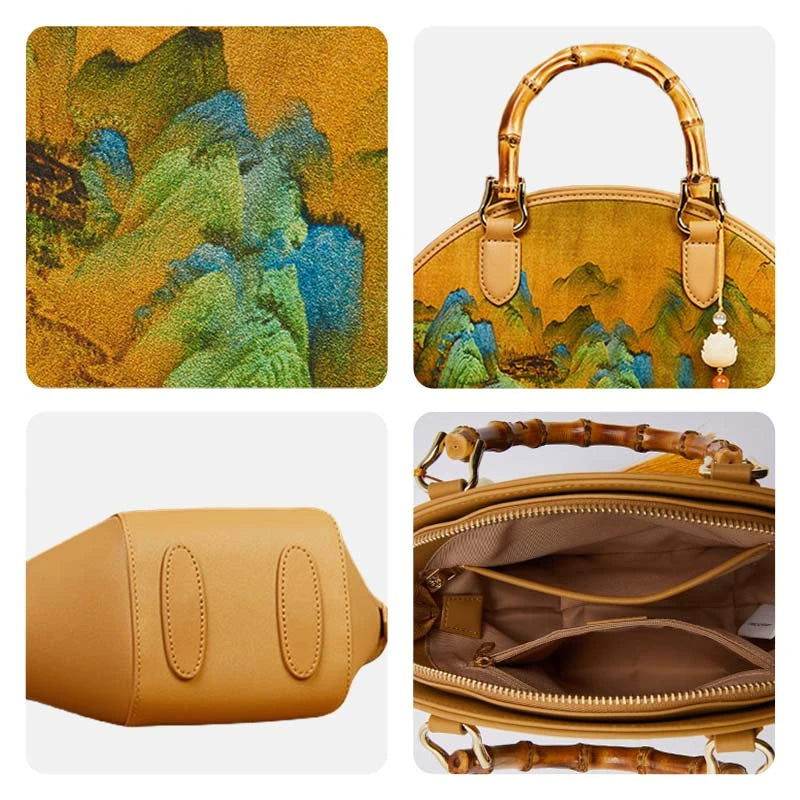 Chinese Painting Xiangyunsha Silk Tote Bag Designer Handbag - SinoCultural -- P17062305-2 -