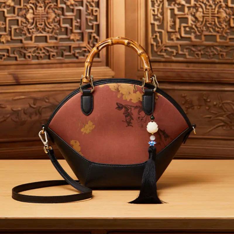 Chinese Painting Xiangyunsha Silk Tote Bag Designer Handbag - SinoCultural -- P17062305-2 -