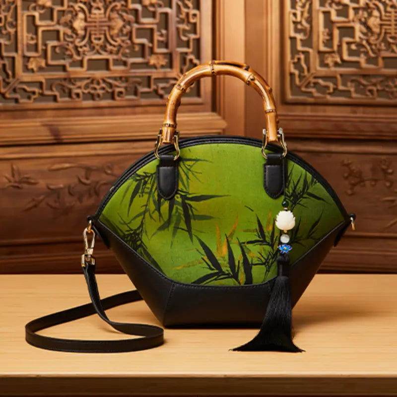 Chinese Painting Xiangyunsha Silk Tote Bag Designer Handbag - SinoCultural -- P17062305-2 -