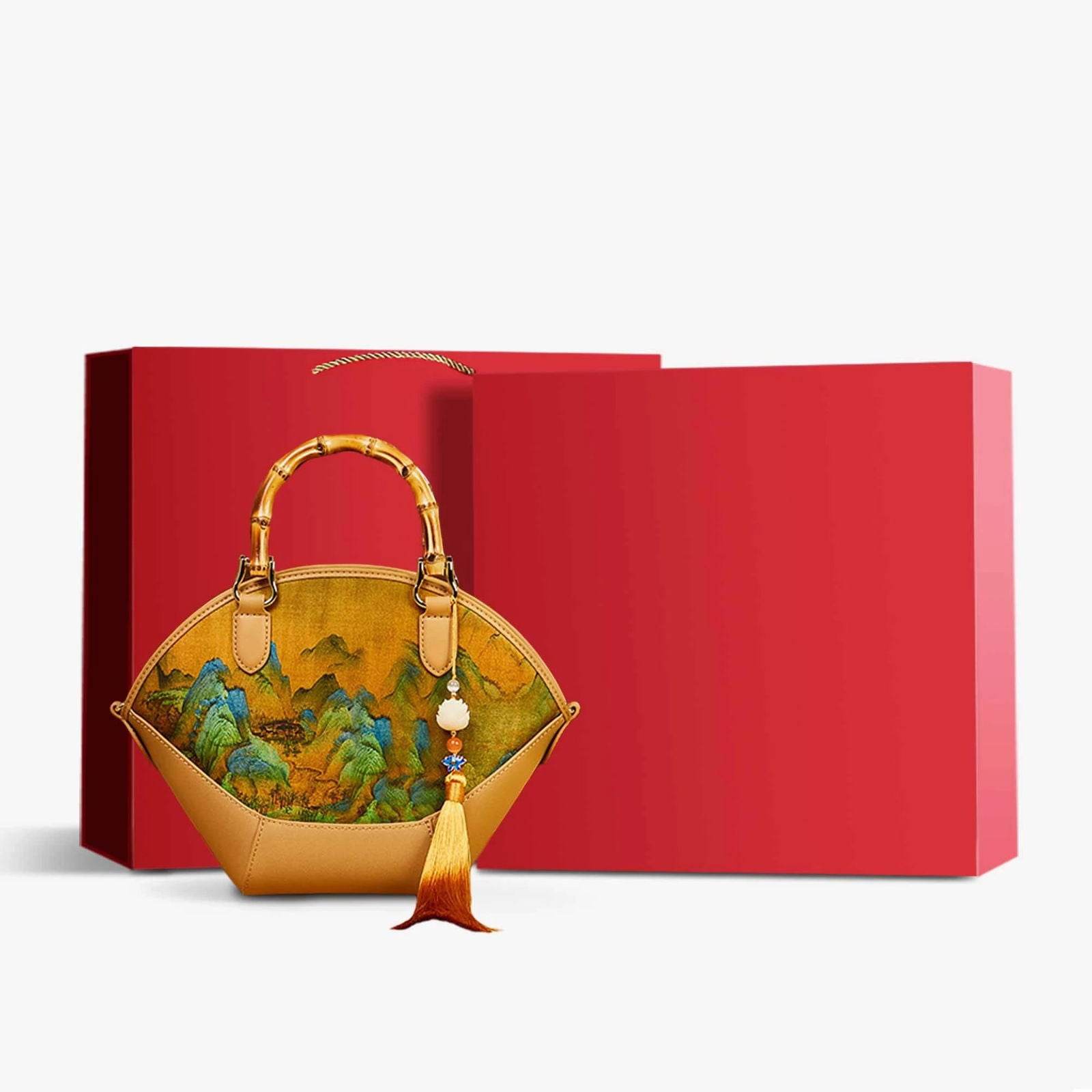 Chinese Painting Xiangyunsha Silk Tote Bag Designer Handbag - SinoCultural -- P17062305-2 -