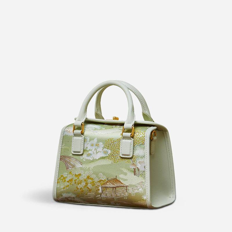 Chinese Painting Mulberry Silk Boston Bag Luxury Handbag - SinoCultural -- P17061505