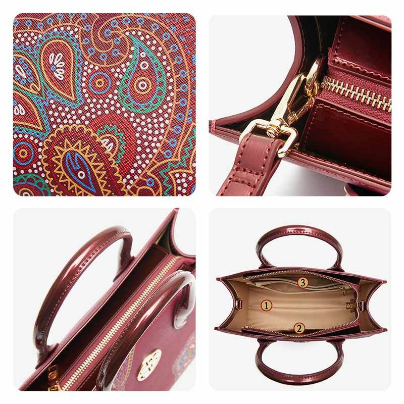 Chinese Style Leather Red Tote Bag Women's Wedding Handbag - SinoCultural -- P120483