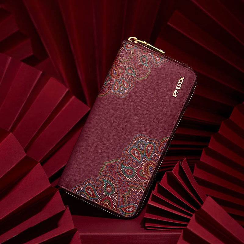 Chinese Style Leather Red Wedding Women's Wallet - SinoCultural -- P201412-1