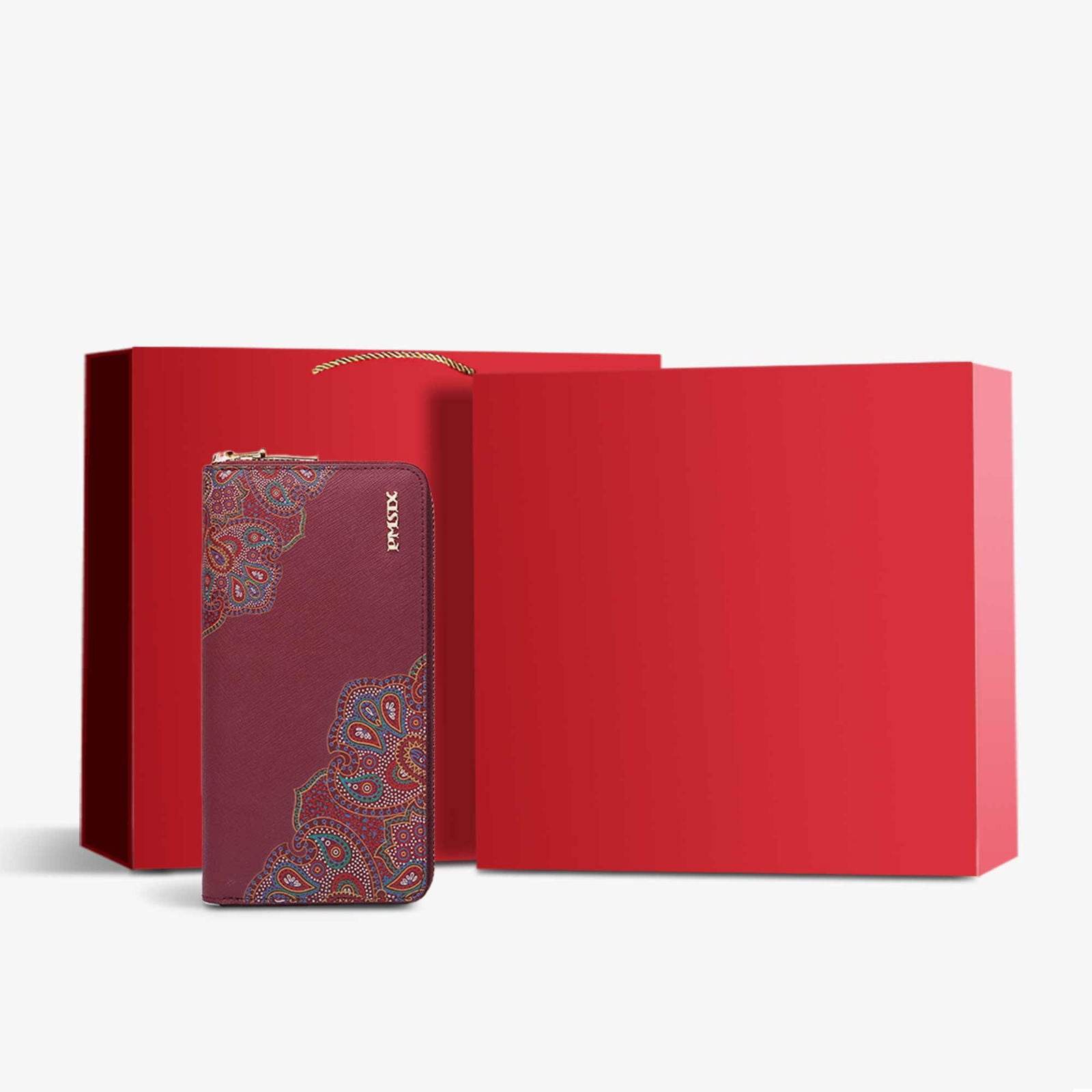 Chinese Style Leather Red Wedding Women's Wallet - SinoCultural -- P201412-1