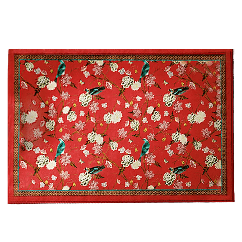 Chinoiserie Royal Red Magpie & Hydrangea Sofa Slipcover - SinoCultural -- S0C002A9090