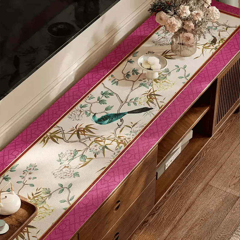 Chinoiserie Vintage Pink Floral Bird TV Table Mat - SinoCultural -- TM064A3090