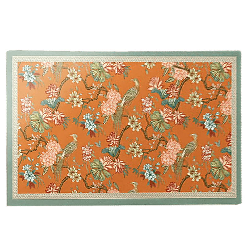 Chinoiserie Vintage Orange Mountain Bird Hydrangea Sofa Slipcover - SinoCultural -- S0C001A9090