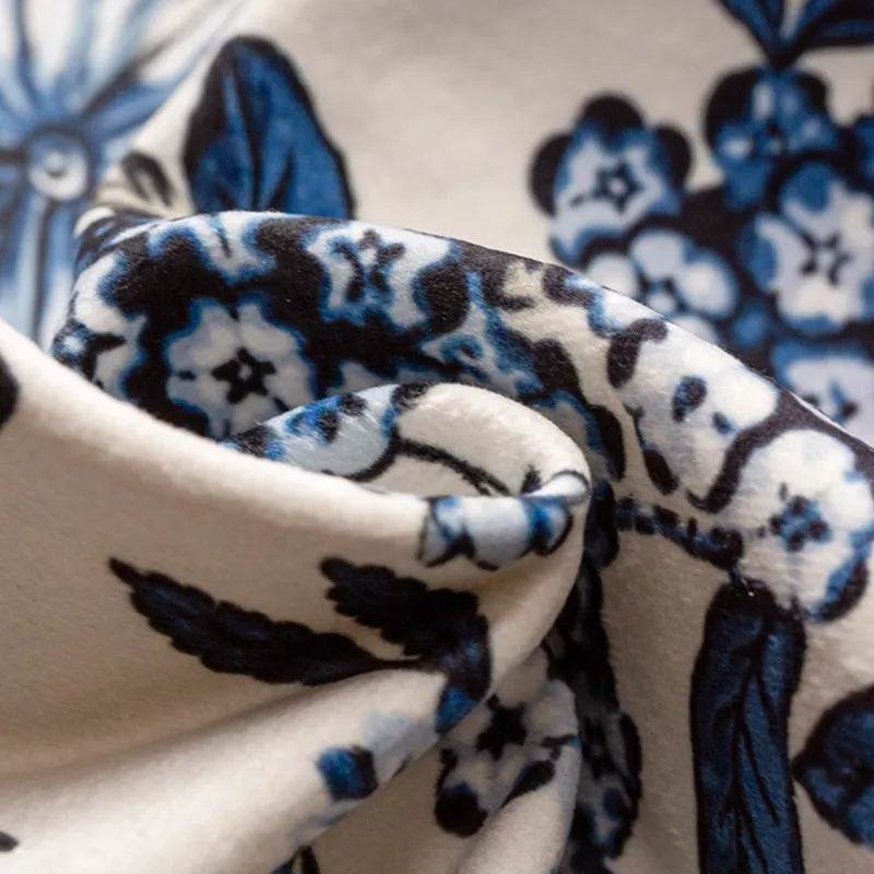 Chinoiserie Vintage Blue and White Flowers and Birds Sofa Slipcover - SinoCultural -- S0C004A9090
