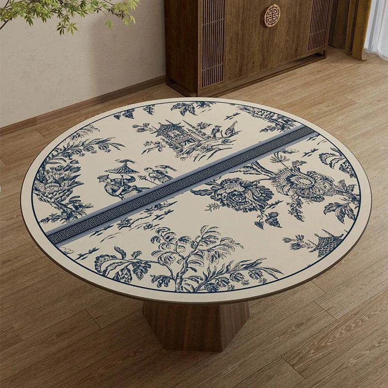 Chinoiserie Blue and White PVC Round Table Mat - SinoCultural -- TM018A50