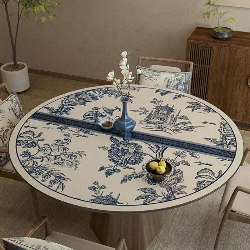 Chinoiserie Blue and White PVC Round Table Mat - SinoCultural -- TM018A50