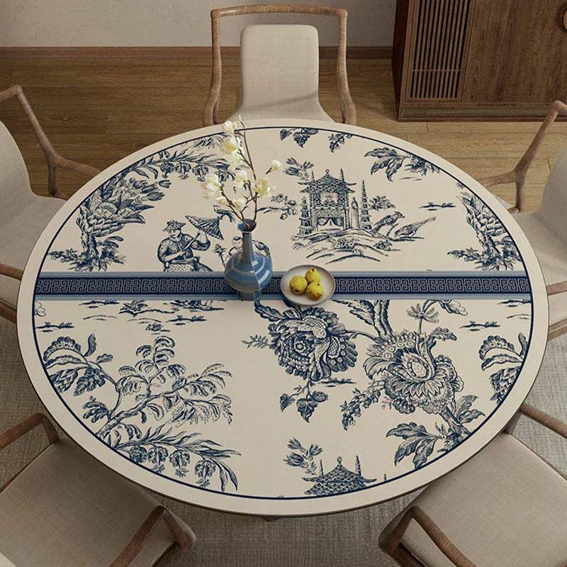 Chinoiserie Blue and White PVC Round Table Mat - SinoCultural -- TM018A50