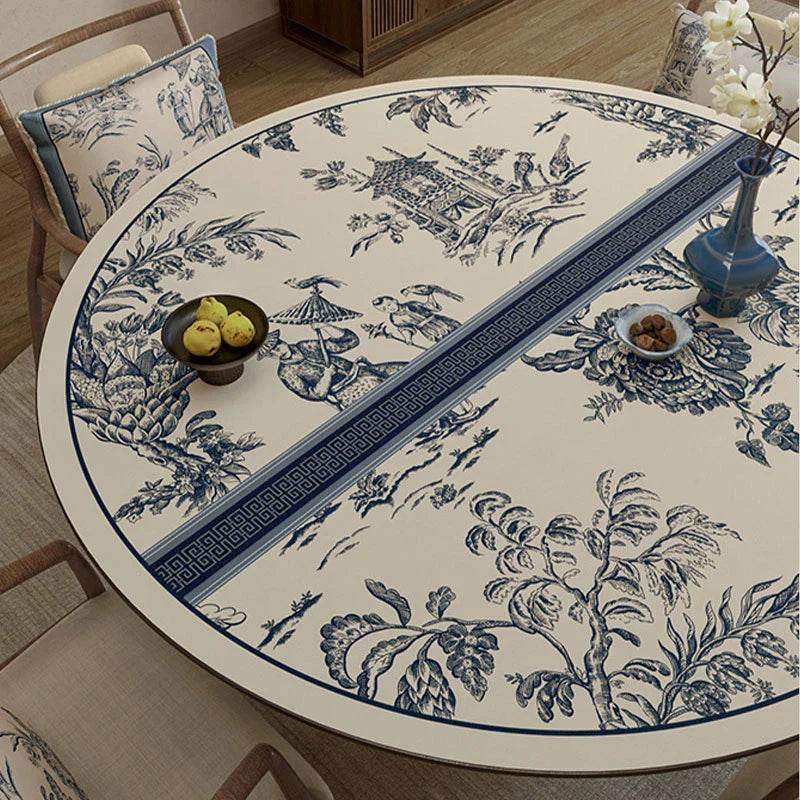 Chinoiserie Blue and White PVC Round Table Mat - SinoCultural -- TM018A50