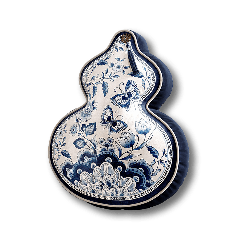 Chinoiserie Blue and White Porcelain Decorative Throw Pillow for Bedroom - SinoCultural -- SJZBZ077AA45