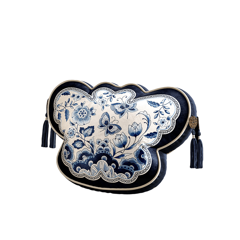 Chinoiserie Blue and White Porcelain Decorative Throw Pillow for Bedroom - SinoCultural -- SJZBZ077AA45