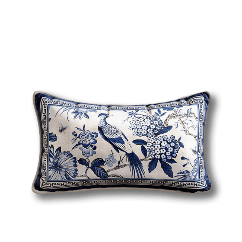 Chinoiserie Blue and White Porcelain Decorative Throw Pillow for Bedroom - SinoCultural -- SJZBZ077AA45