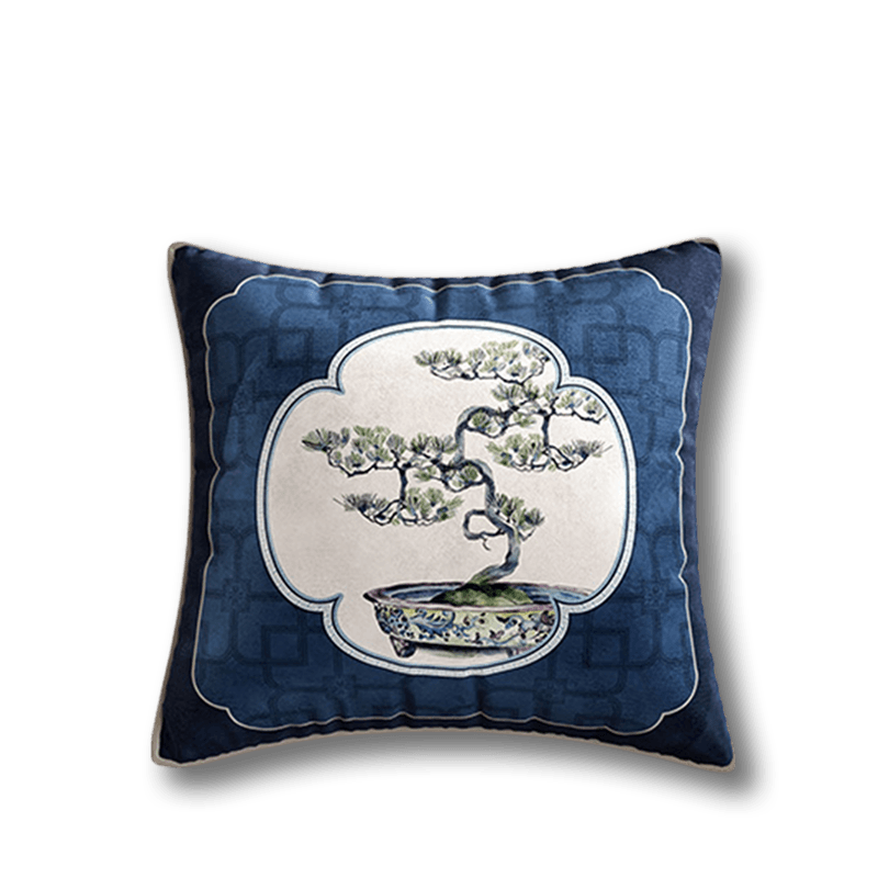 Chinoiserie Blue and White Porcelain Decorative Throw Pillow for Bedroom - SinoCultural -- SJZBZ077AA45