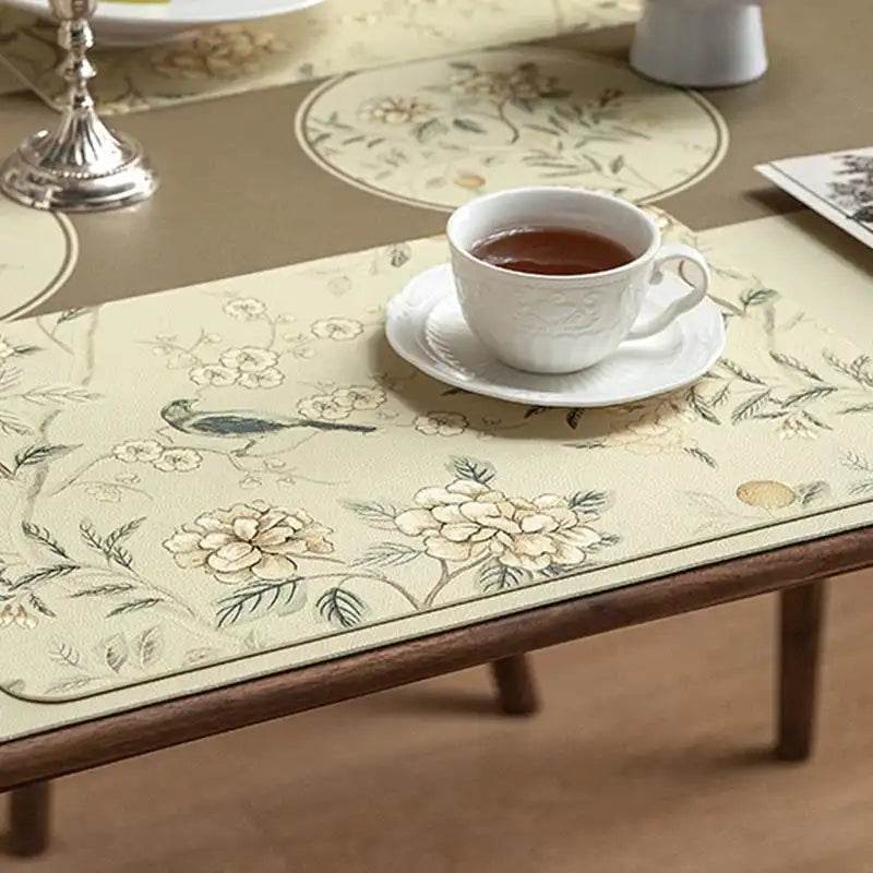 2-Piece Chinoiserie Country-style Leather Washable Placemats - SinoCultural -- TM029A30 -