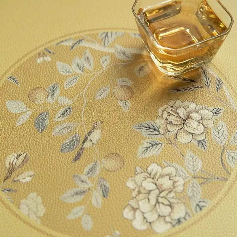 2-Piece Chinoiserie Country-style Leather Washable Placemats - SinoCultural -- TM029A30 -