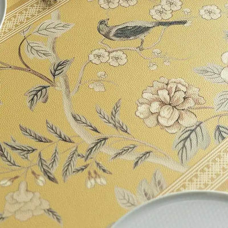2-Piece Chinoiserie Country-style Leather Washable Placemats - SinoCultural -- TM029A30 -