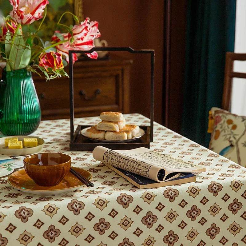 Chinoiserie Coffee Table Cover Pattern Design Tablecloth - SinoCultural -- TC016W85