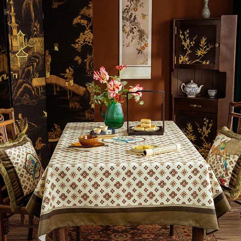 Chinoiserie Coffee Table Cover Pattern Design Tablecloth - SinoCultural -- TC016W85