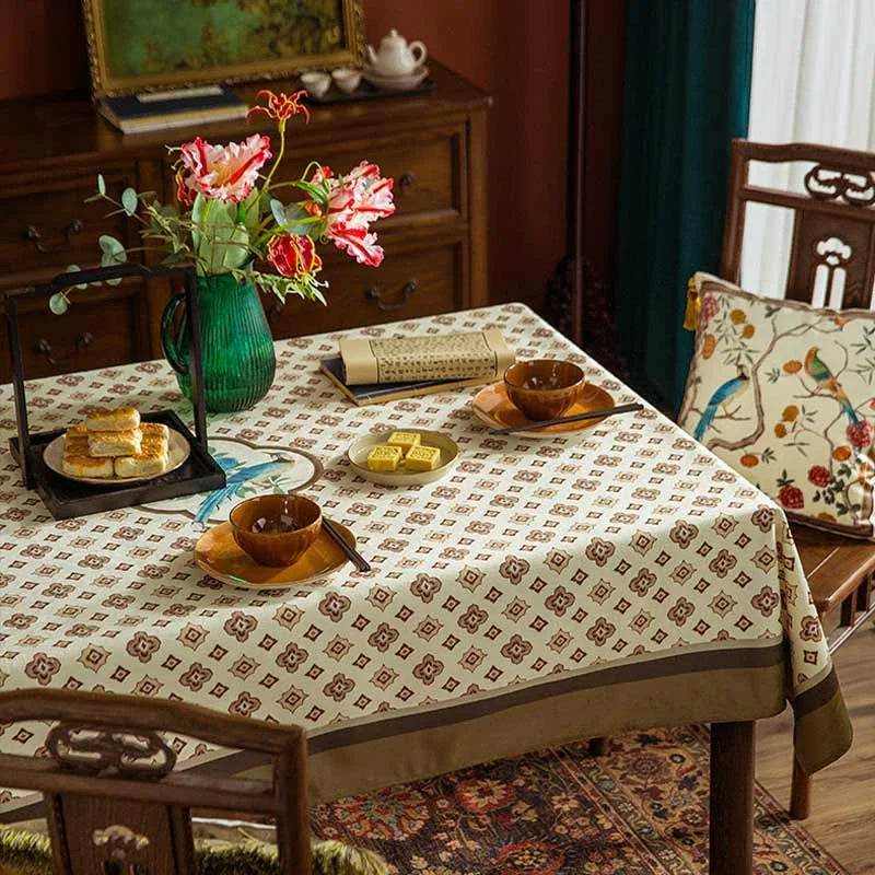 Chinoiserie Coffee Table Cover Pattern Design Tablecloth - SinoCultural -- TC016W85
