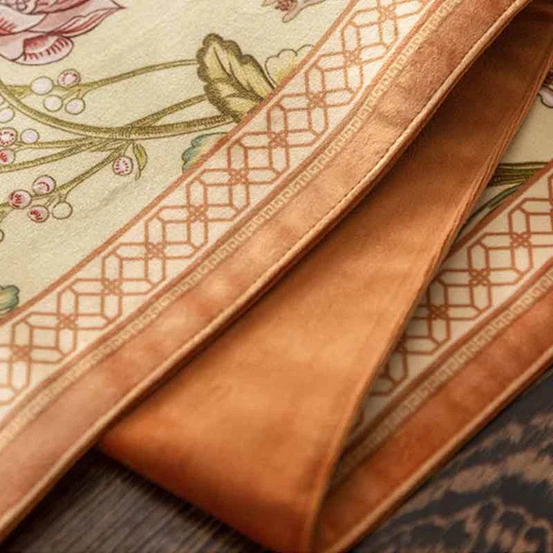 Chinoiserie Country Style Coffee Table Cover Beige Tablecloth - SinoCultural -- TC023W85 -